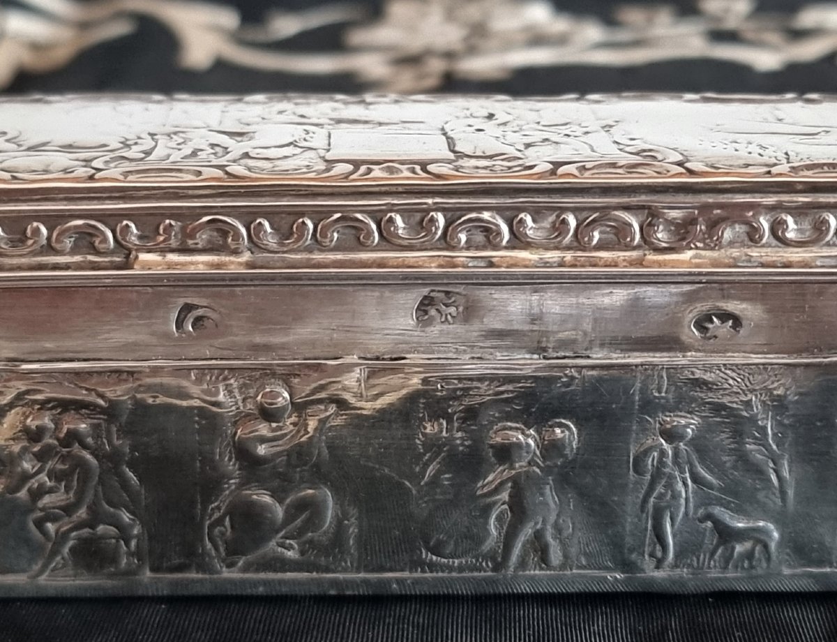 Antique Dutch Silver Tobacco Box Depicting Venus And Adonis – 139 Grams-photo-3