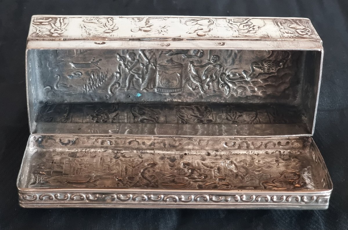 Antique Dutch Silver Tobacco Box Depicting Venus And Adonis – 139 Grams-photo-6