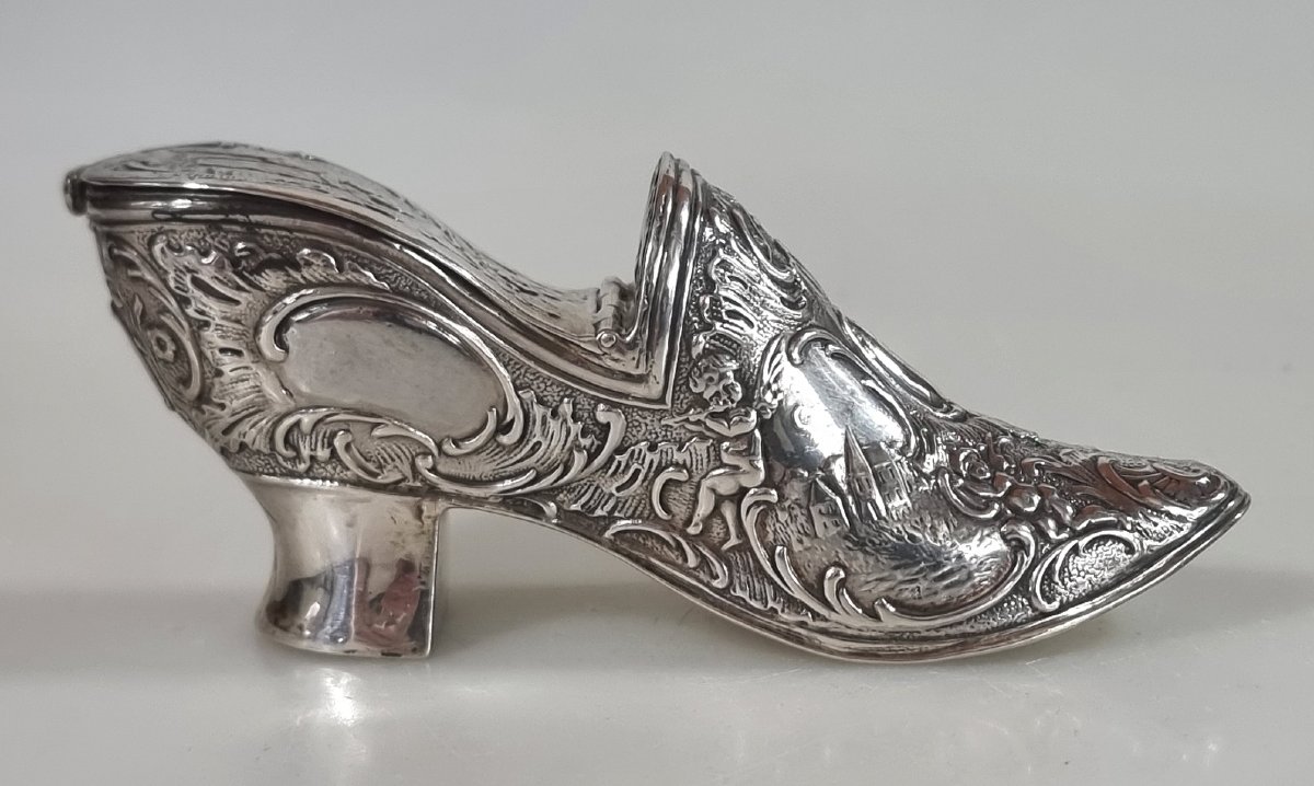 Tabatière ancienne en argent en forme de soulier Hanau Thomas Glaser  Londres 1890-photo-4