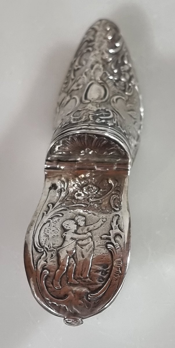 Tabatière ancienne en argent en forme de soulier Hanau Thomas Glaser  Londres 1890-photo-2