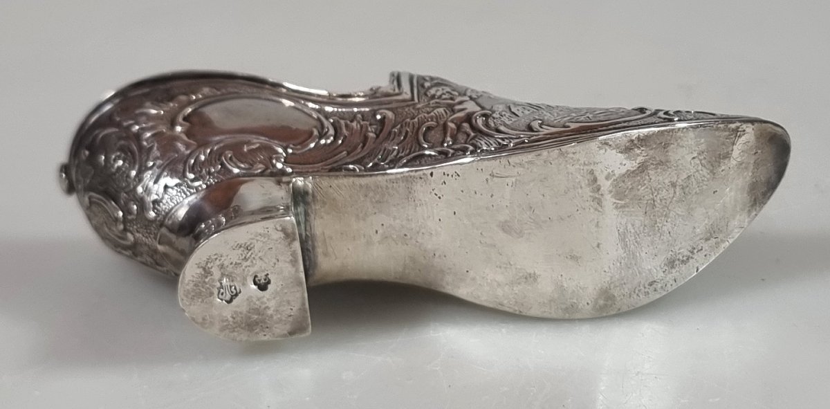 Tabatière ancienne en argent en forme de soulier Hanau Thomas Glaser  Londres 1890-photo-3