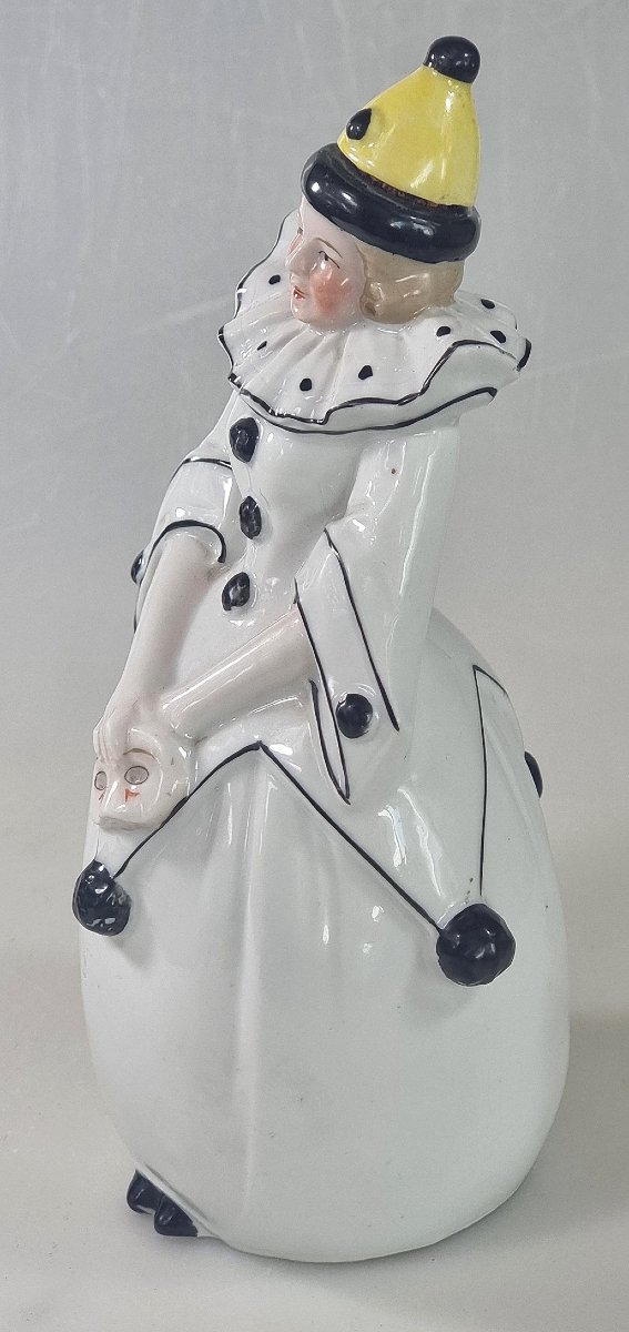 Antique German Porcelain Perfume Bottle – Pierrot Art Deco – Germany 7418-photo-3