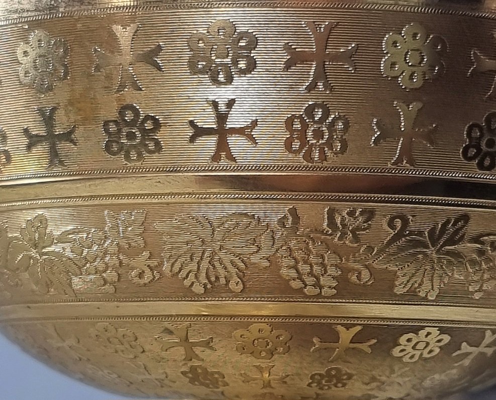 Ciboire ancien français par Favier Frères – coupe en argent et bronze doré-photo-4