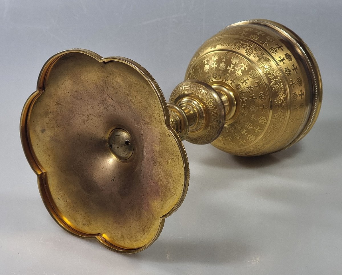 Ciboire ancien français par Favier Frères – coupe en argent et bronze doré-photo-5