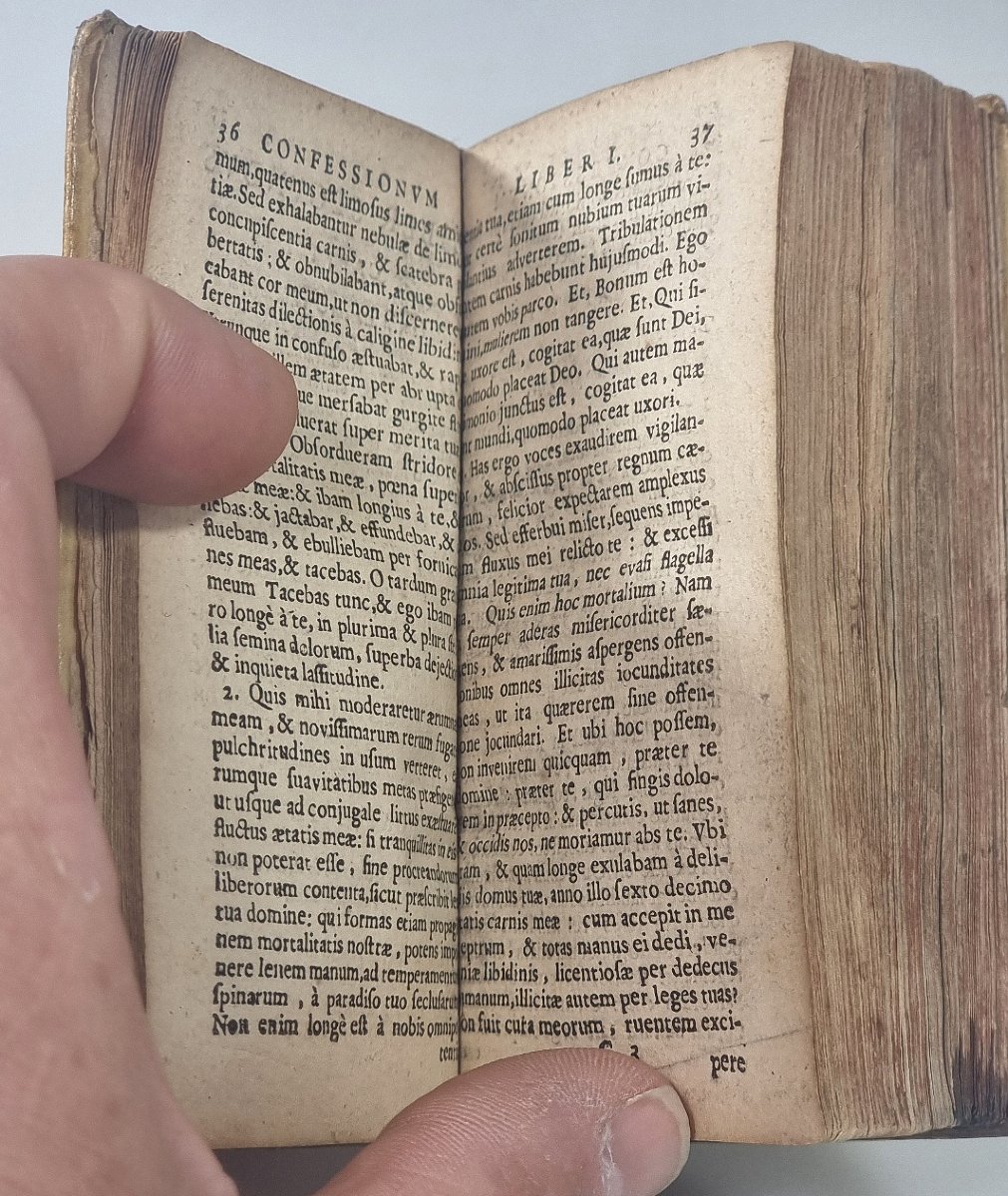 Small Antique Book – The Confessions Of Saint Augustine – Cologne, 1631 – Vellum Binding-photo-3