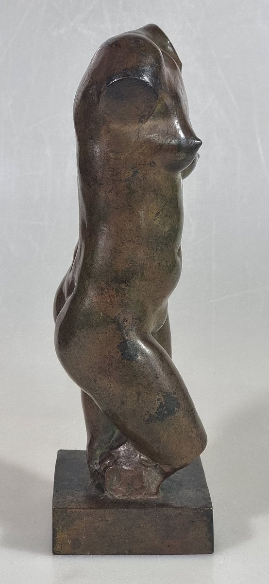Antique Bronze Female Torso—signed L. Alliot-photo-4