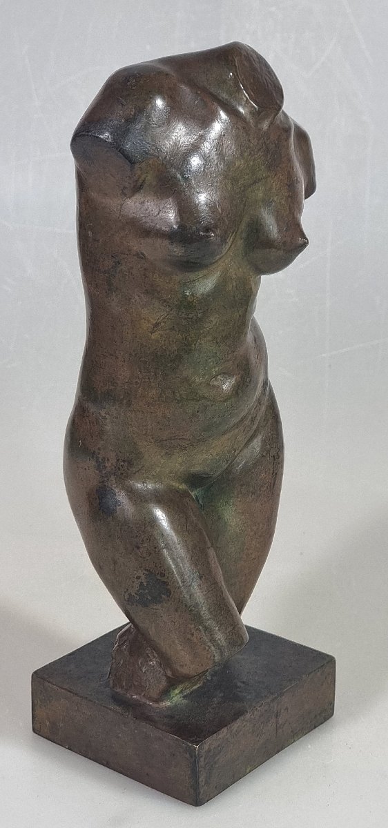 Antique Bronze Female Torso—signed L. Alliot-photo-2