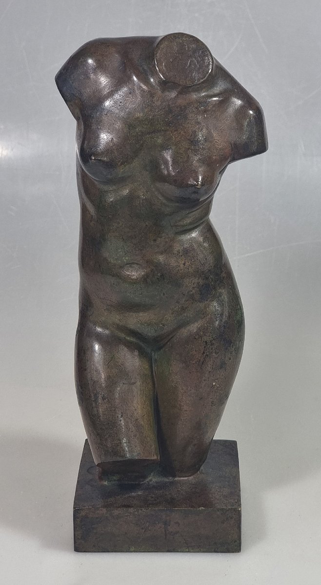 Antique Bronze Female Torso—signed L. Alliot-photo-3