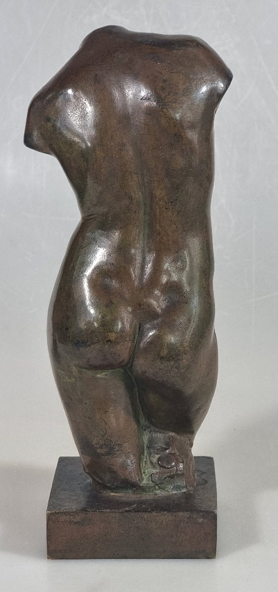 Antique Bronze Female Torso—signed L. Alliot-photo-1