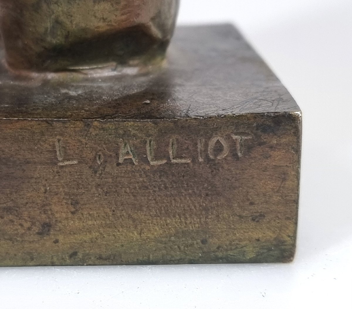 Antique Bronze Female Torso—signed L. Alliot-photo-3