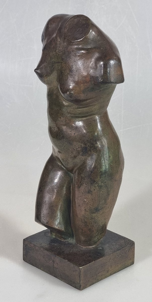 Antique Bronze Female Torso—signed L. Alliot