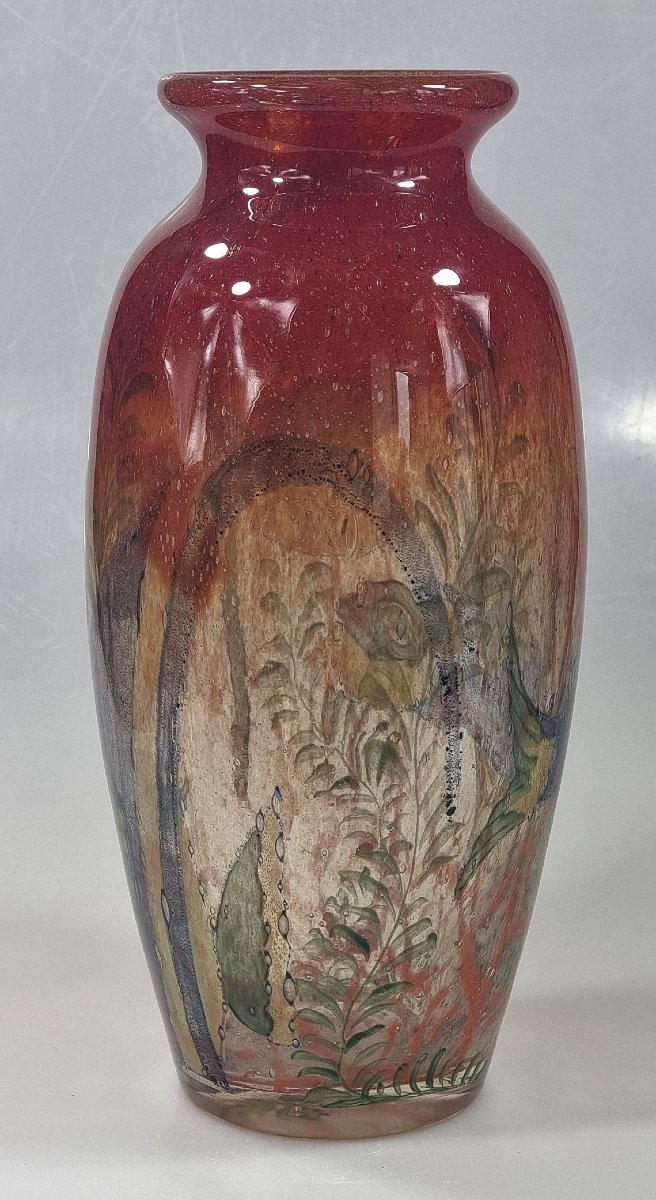 Antique Johnolyth Glass Vase With Fish And A Dragonfly – Ernst Hantich & Co., Haida,-photo-4
