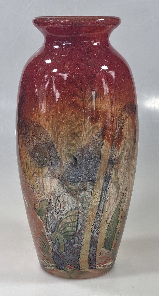 Antique Johnolyth Glass Vase With Fish And A Dragonfly – Ernst Hantich & Co., Haida,-photo-3