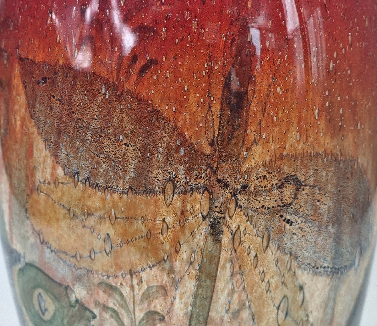 Antique Johnolyth Glass Vase With Fish And A Dragonfly – Ernst Hantich & Co., Haida,-photo-2