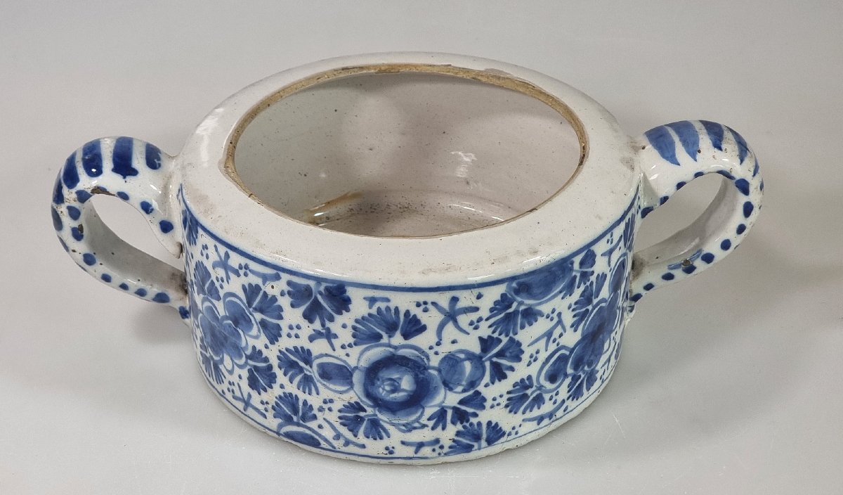 Antique Blue-and-white Delft Earthenware Butter Dish – 18th Century-photo-2