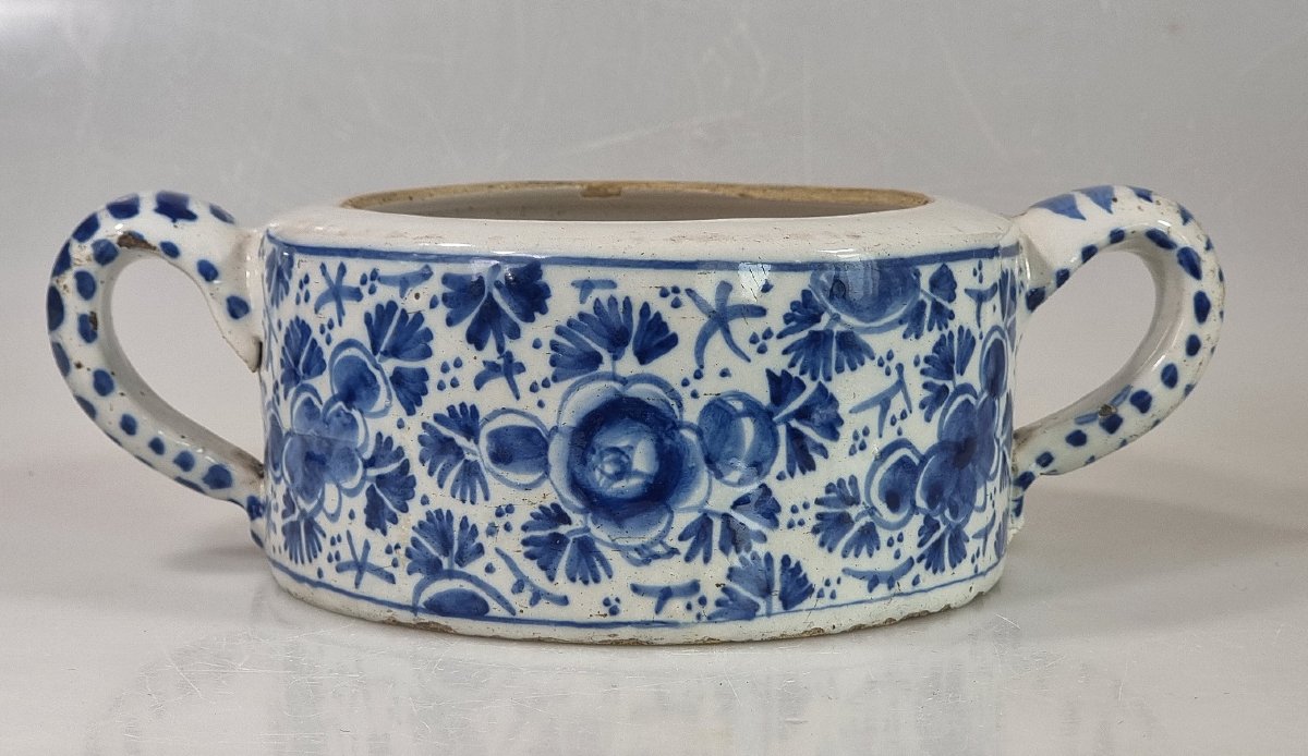 Antique Blue-and-white Delft Earthenware Butter Dish – 18th Century
