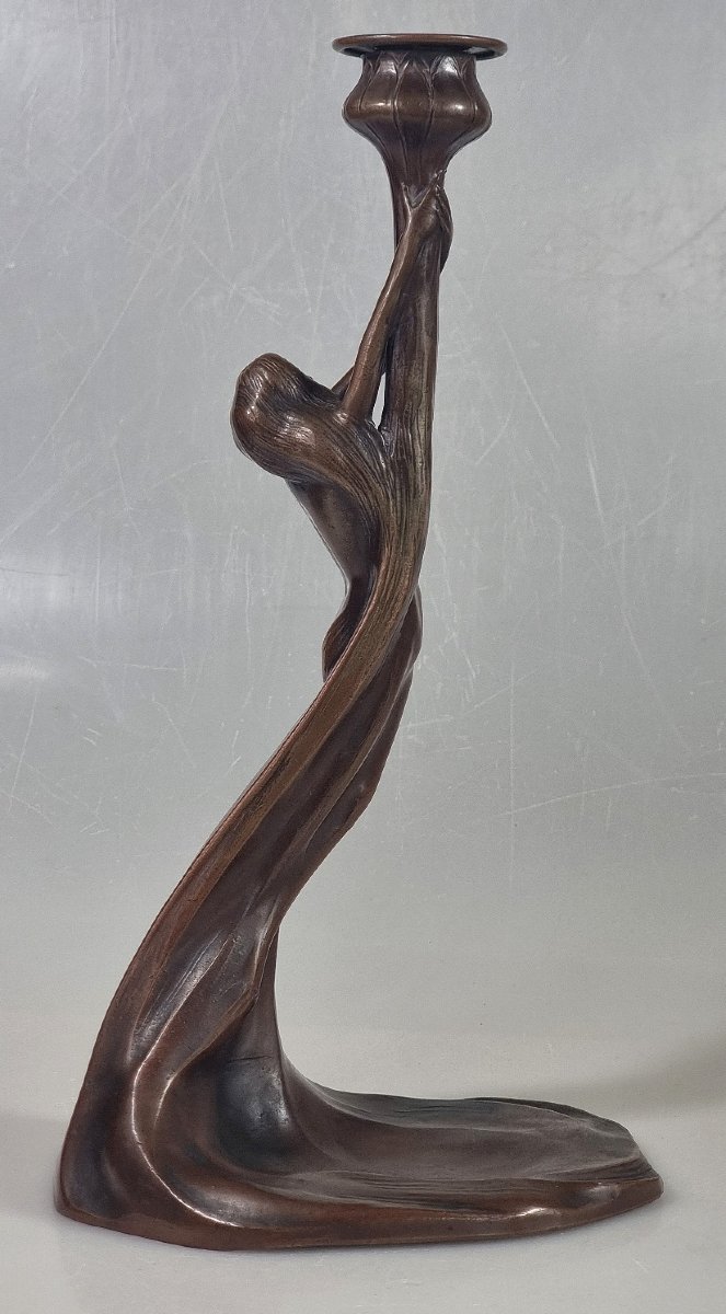 Bougeoir Art Nouveau – Figure féminine en bronze – Modèle 3430-photo-2