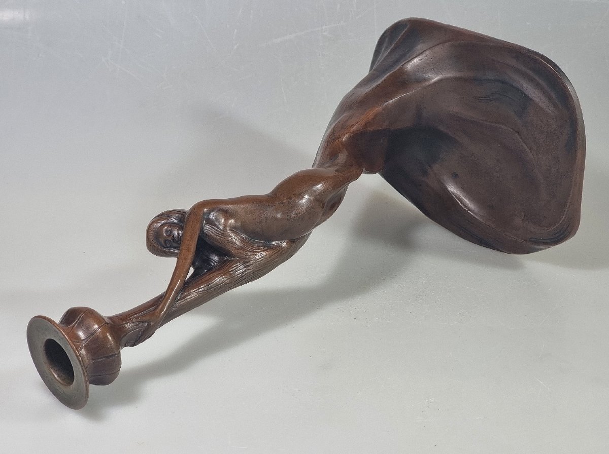 Bougeoir Art Nouveau – Figure féminine en bronze – Modèle 3430-photo-4