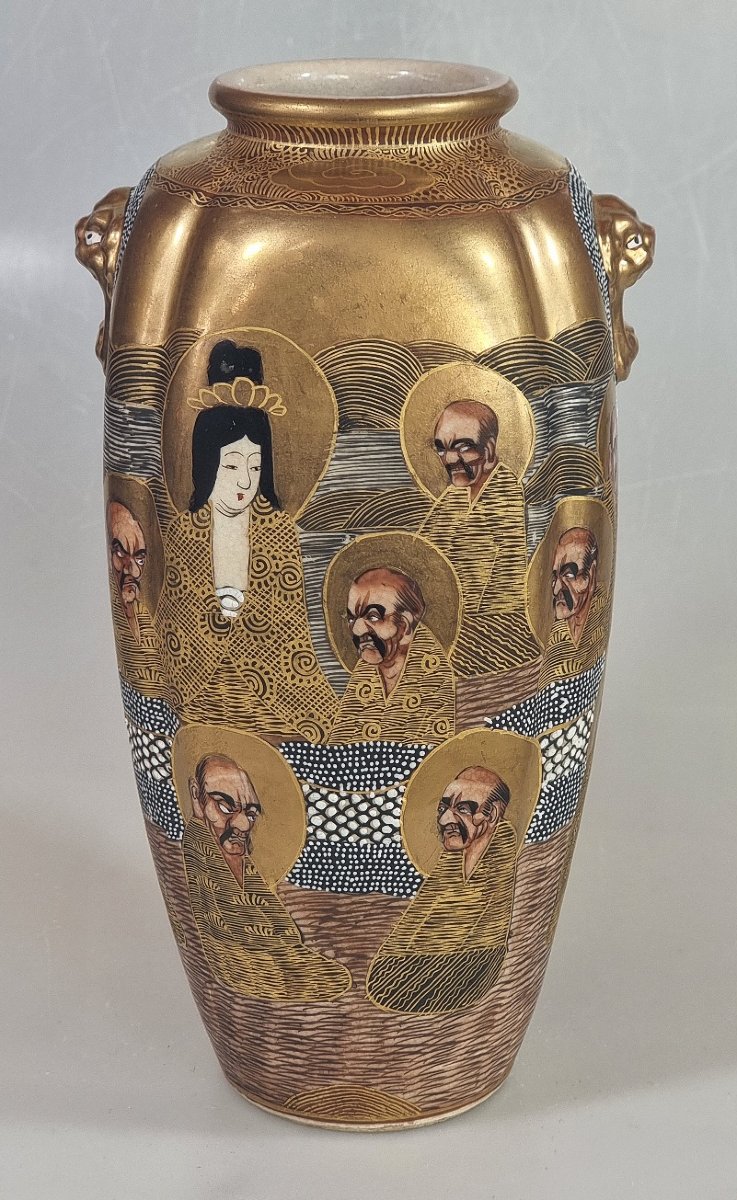 Vase japonais Satsuma à décor « Mille visages » – Hododa, vers 1890–1910-photo-2