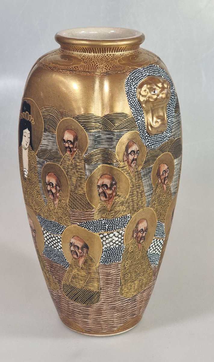 Vase japonais Satsuma à décor « Mille visages » – Hododa, vers 1890–1910-photo-3