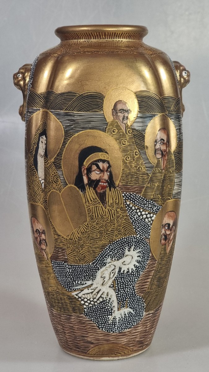 Vase japonais Satsuma à décor « Mille visages » – Hododa, vers 1890–1910-photo-4