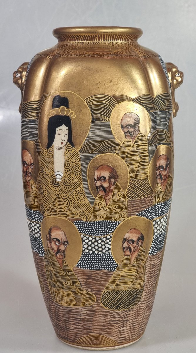 Vase japonais Satsuma à décor « Mille visages » – Hododa, vers 1890–1910-photo-2