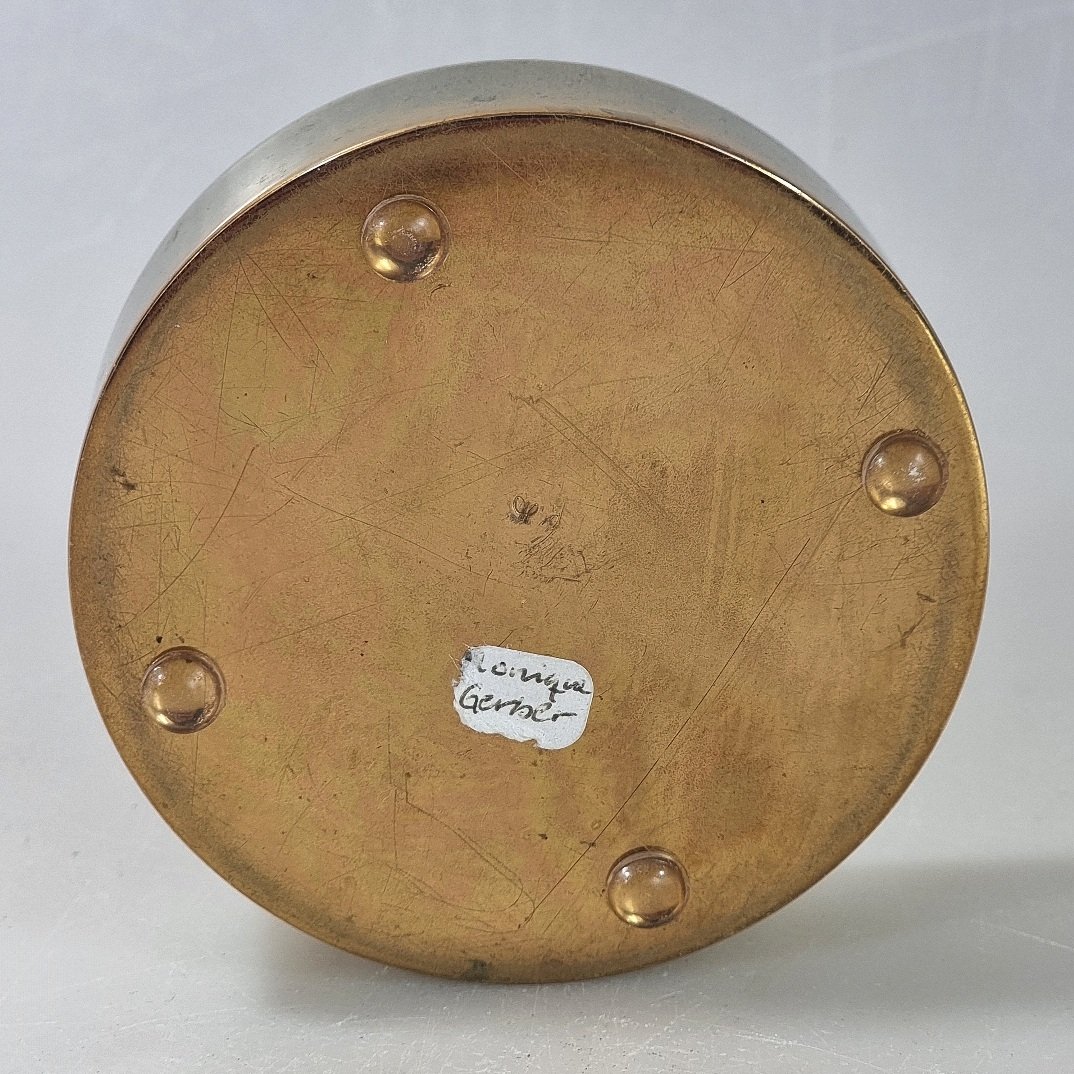 Monique Gerber – Bronze Paperweight With Floral Design, Circa 1970-photo-1