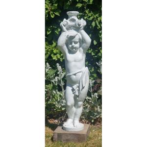 Antique French Cast Iron Statue – Cherub 75 Cm High