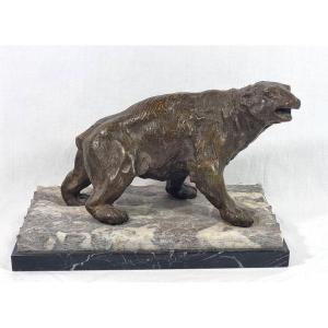 Animalier Art Deco Ours Polaire En Bronze Belge Signé Sylvain Norga – Antiques