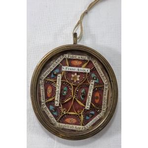 Large Oval Sealed Relic With 11 Saints, Early 19th Century