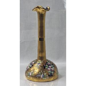 19th-century Moser Vase, Blue With Gold And Floral Decorations