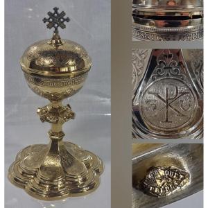 Neo-gothic Gilded Ciborium By Demarquete Frères - Antique Liturgical Object