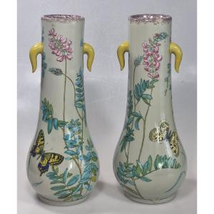 Art Nouveau Paire de vases japonisants par Édouard Gilles – Paris – vers 1880