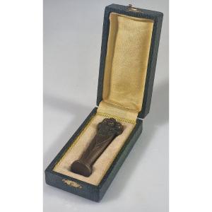 Antique French Bronze Seal Signed "m. Bertin" In Its Original Case – Circa 1910–1925