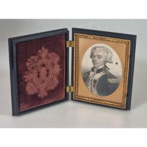 Ancien étui photographique américain Union Case à décor militaire et portrait de La Fayette