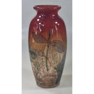 Antique Johnolyth Glass Vase With Fish And A Dragonfly – Ernst Hantich & Co., Haida,