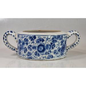 Antique Blue-and-white Delft Earthenware Butter Dish – 18th Century