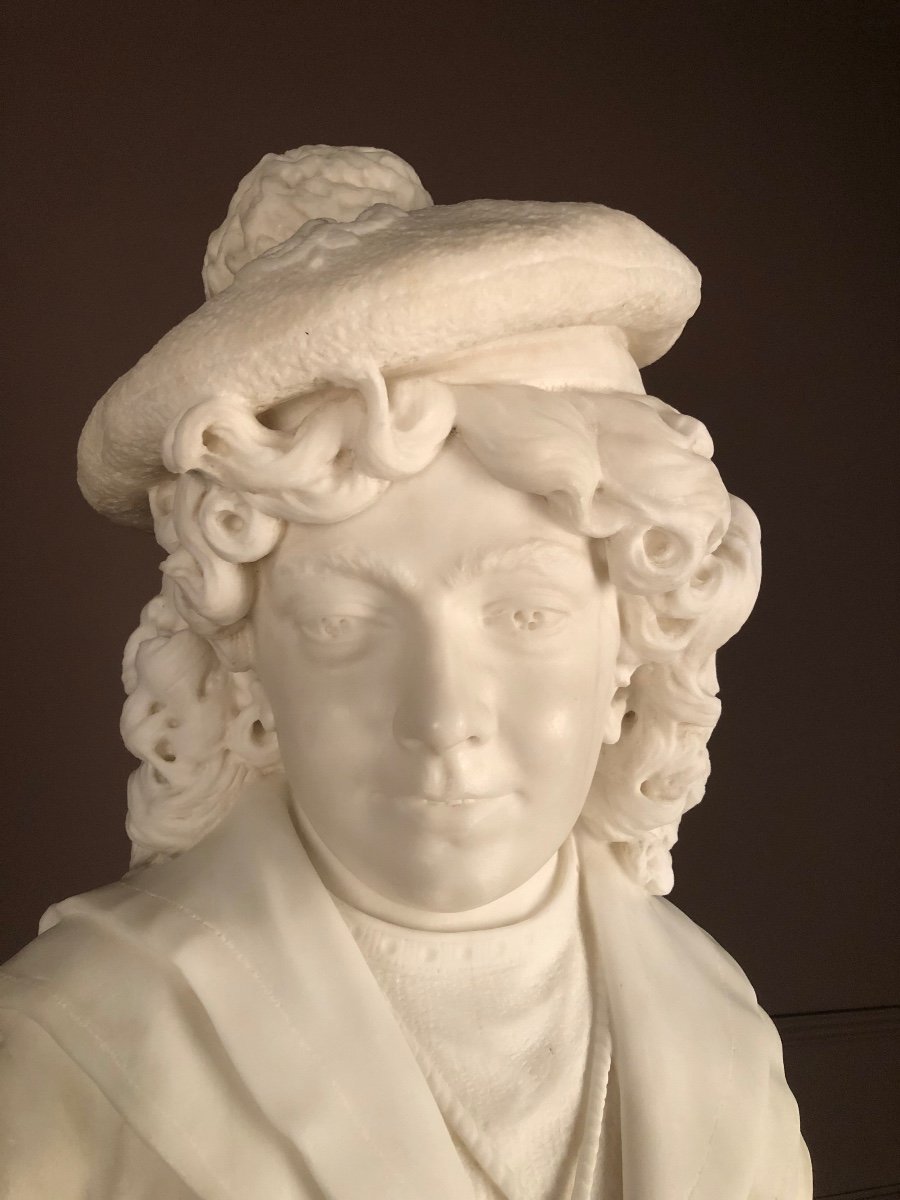 Carrara Marble Bust Of A Sailor-photo-3