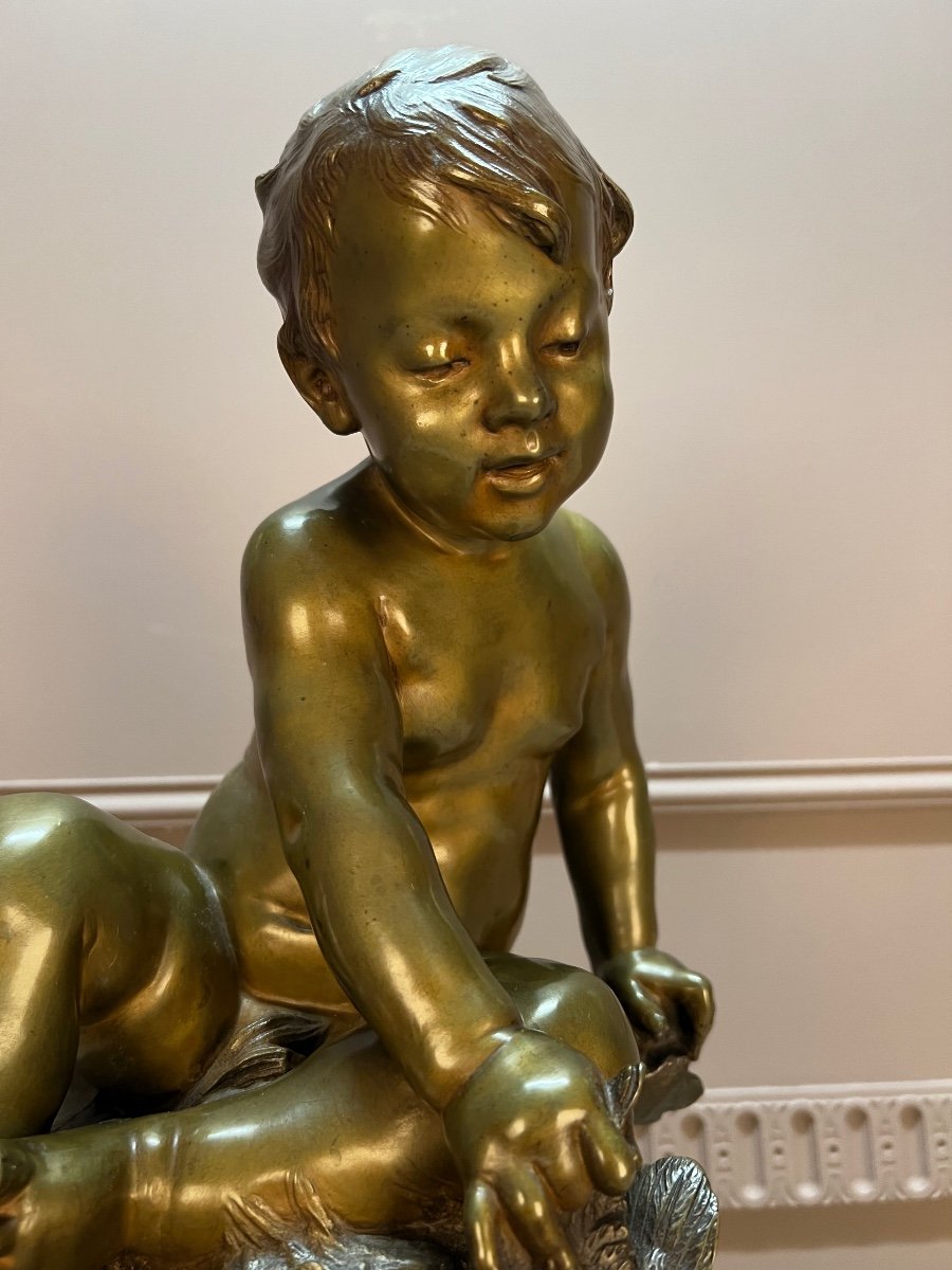 The Mischievous, Bronze Sculpture By Auguste Moreau-photo-1
