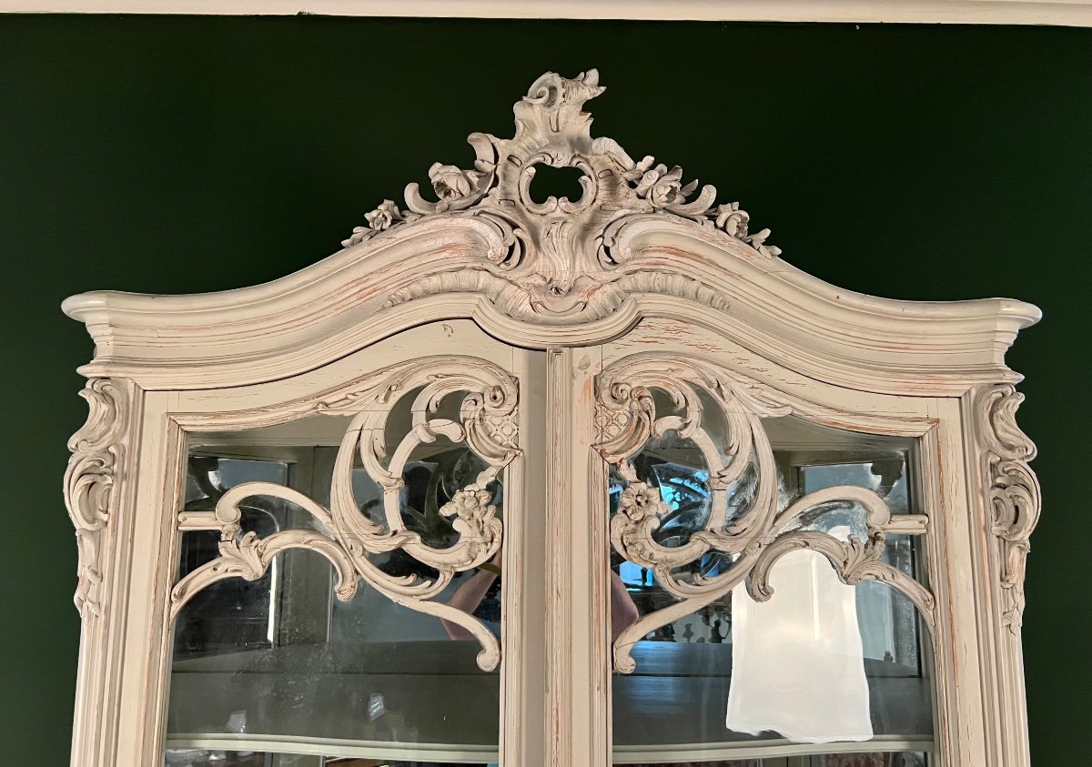  Pair Of Louis XV Style Painted Wooden Chateau Showcases-photo-4
