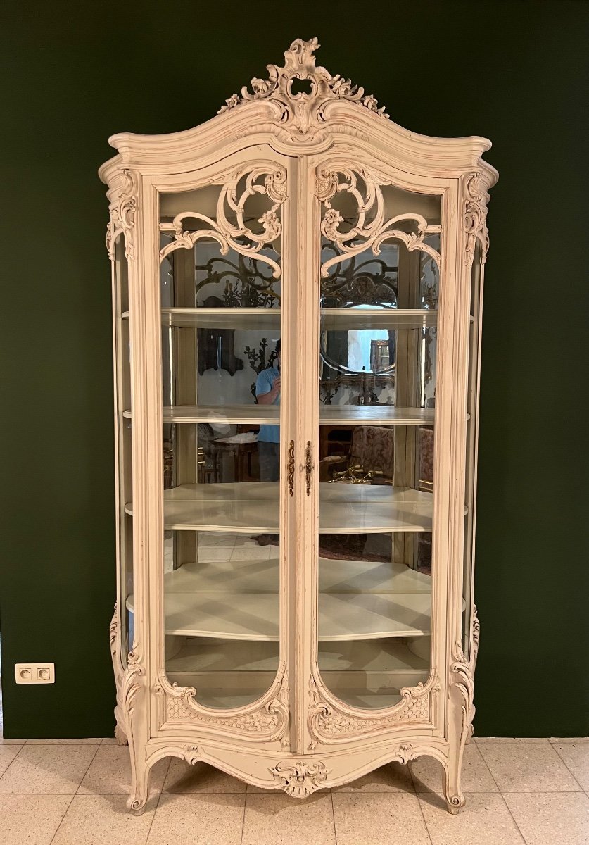  Pair Of Louis XV Style Painted Wooden Chateau Showcases