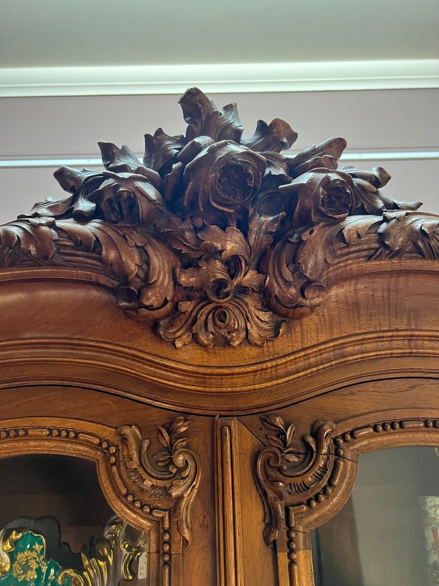 Vitrine En Noyer Sculpté-photo-4