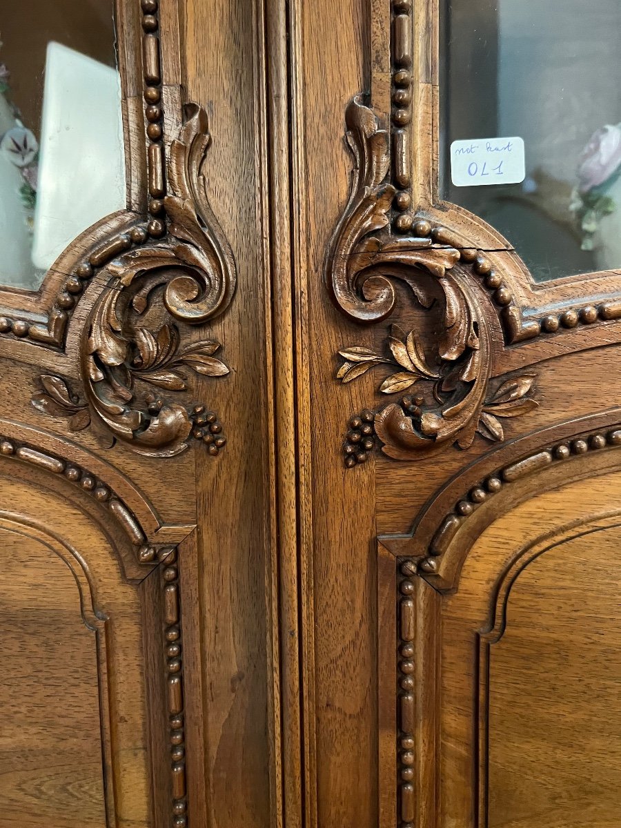 Vitrine En Noyer Sculpté-photo-3
