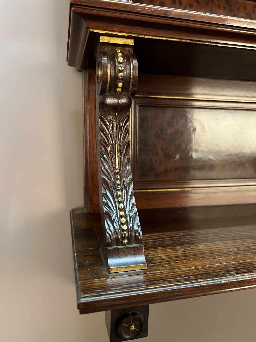 19th Century Louis XVI Style Rosewood And Amboyna Burl Wall Shelf-photo-3