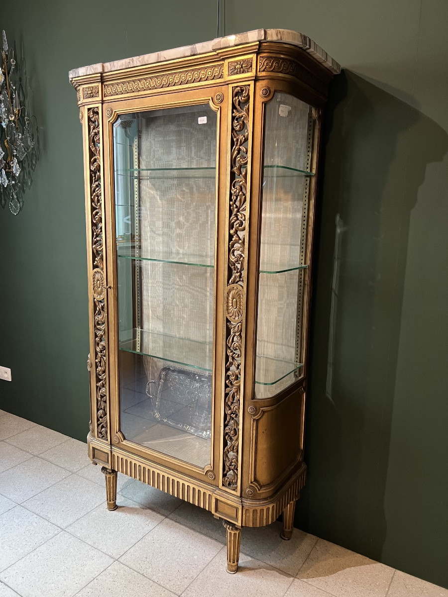Vitrine En Bois Doré De Style Louis XVI-photo-2
