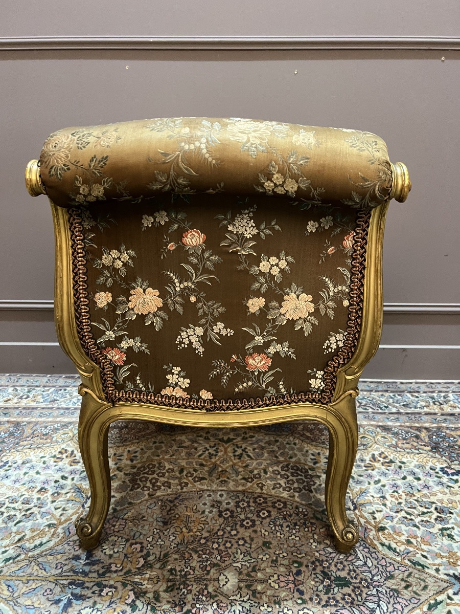 Ensemble de chauffeuse et tabouret en bois doré de style Louis XV-photo-3
