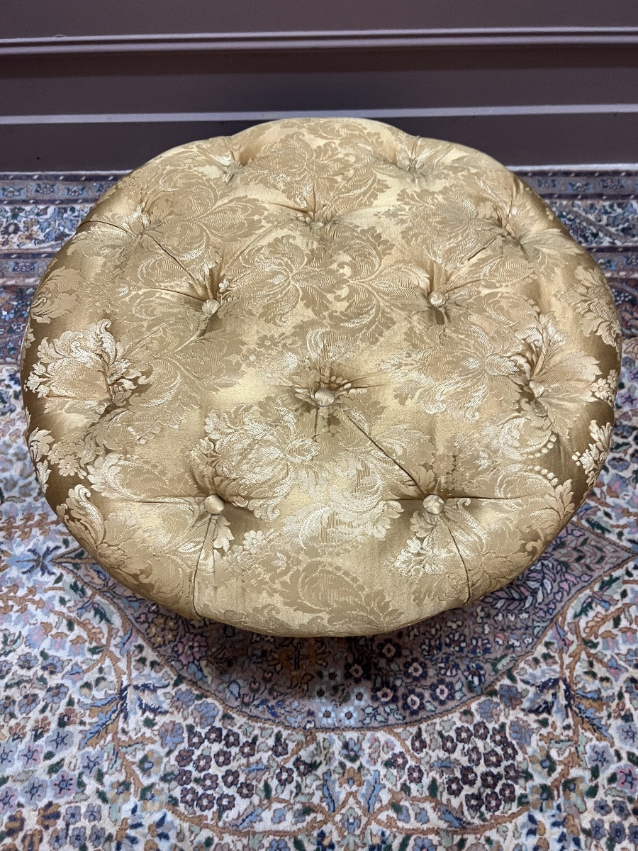 Ensemble de chauffeuse et tabouret en bois doré de style Louis XV-photo-7