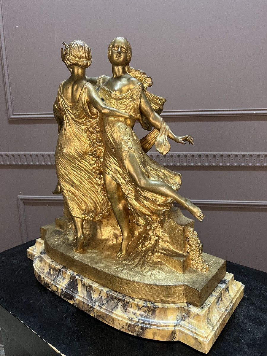Sculpture en bronze doré d’époque Art Nouveau-photo-2