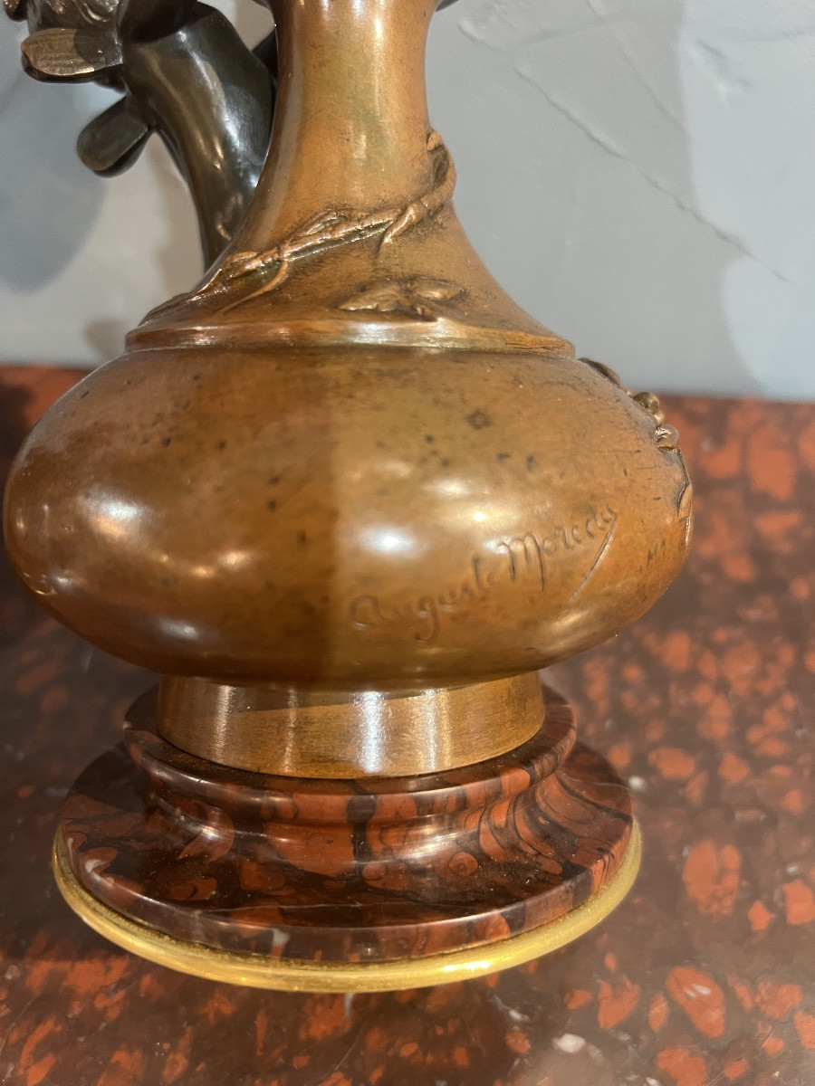 Paire de vases en bronze signé Auguste Moreau-photo-1