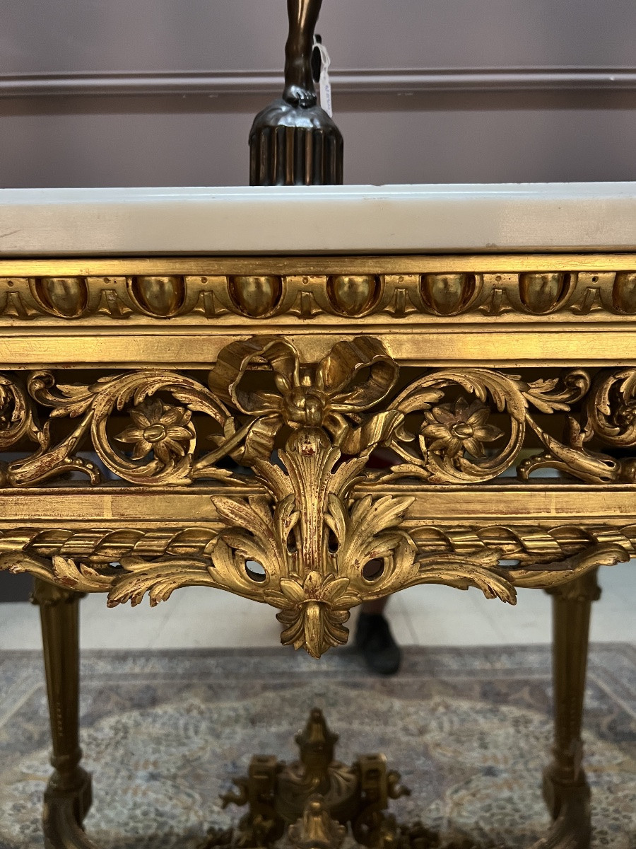 Louis XVI Style Gilded Wood Console Table-photo-4